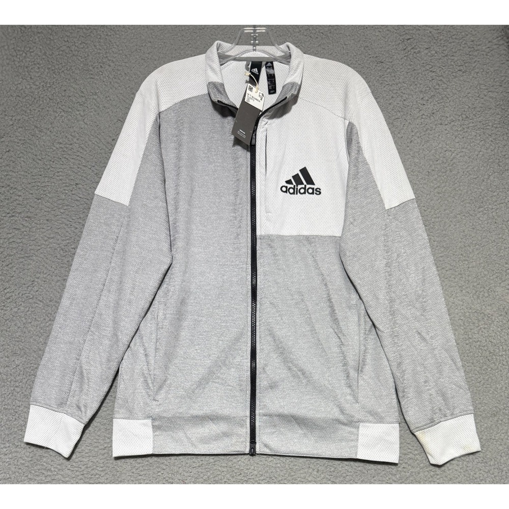 NEW adidas Team Issue Bomber Jacket Men's Medium Gray/White Full-Zip DU2572